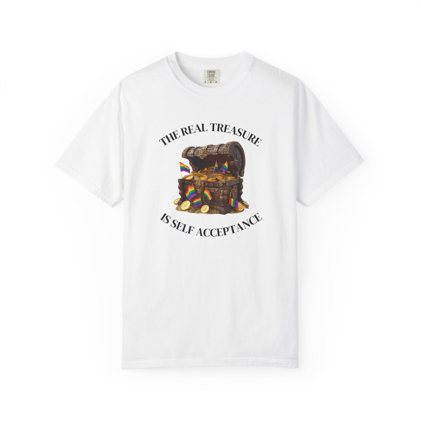 Self Acceptance Treasure T-Shirt, Unisex Garment-Dyed Top, Inspirational Tee, Gift for Friends, Mental Health Awareness