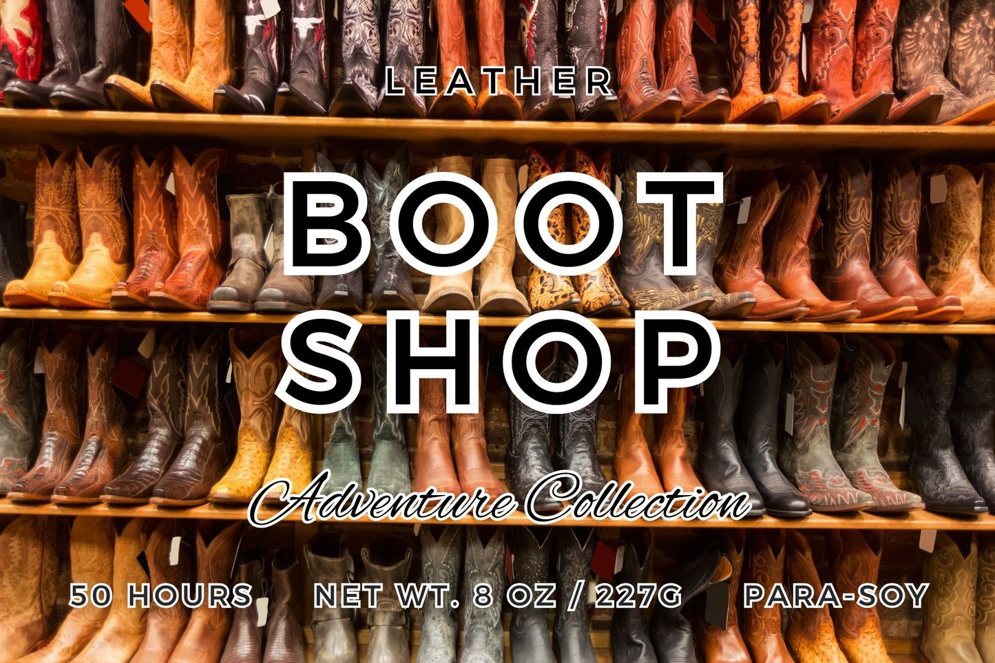 Boot Shop Candle | Rich Leather Scent | 8oz & 9oz Mason Jar or Wax Melts