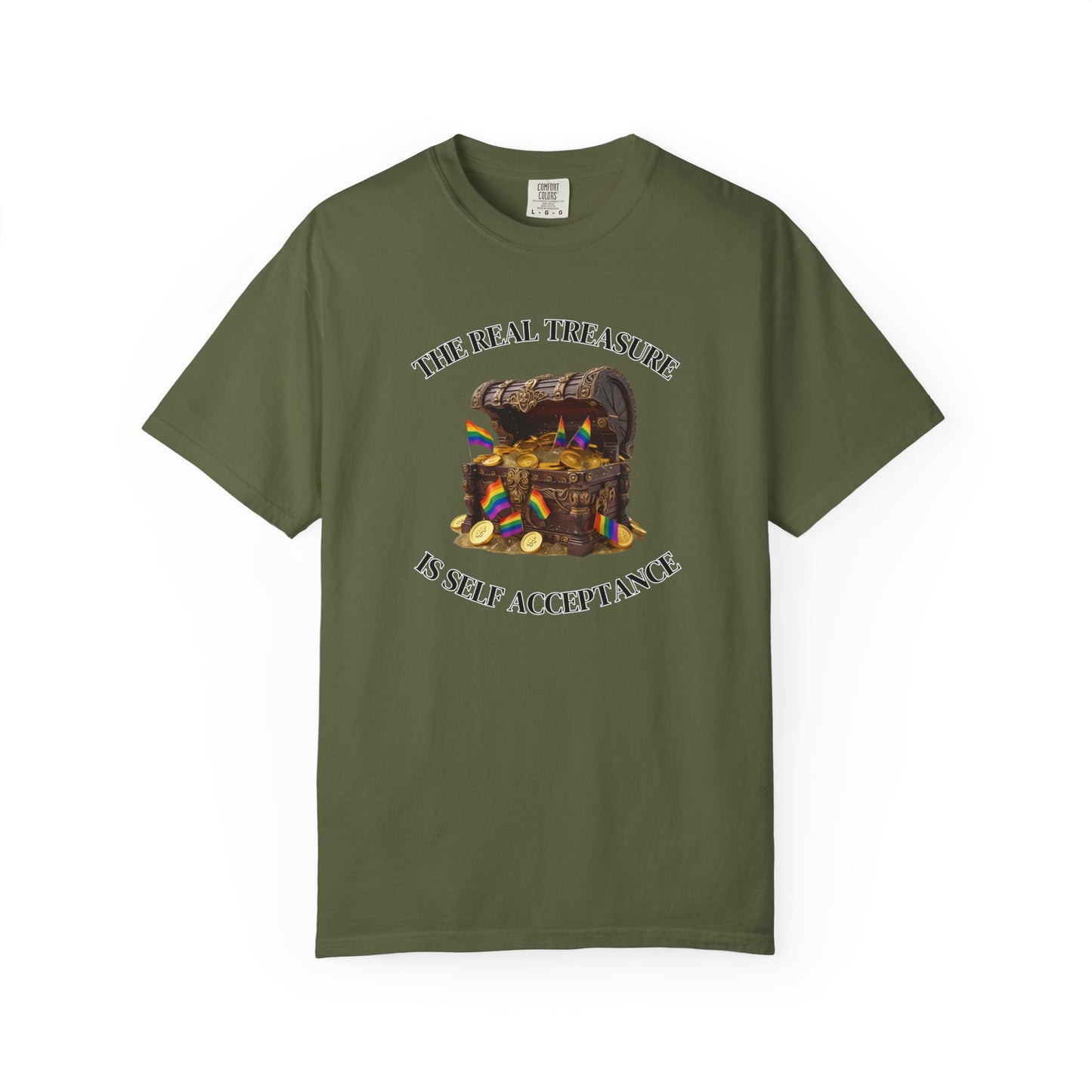 Self Acceptance Treasure T-Shirt, Unisex Garment-Dyed Top, Inspirational Tee, Gift for Friends, Mental Health Awareness