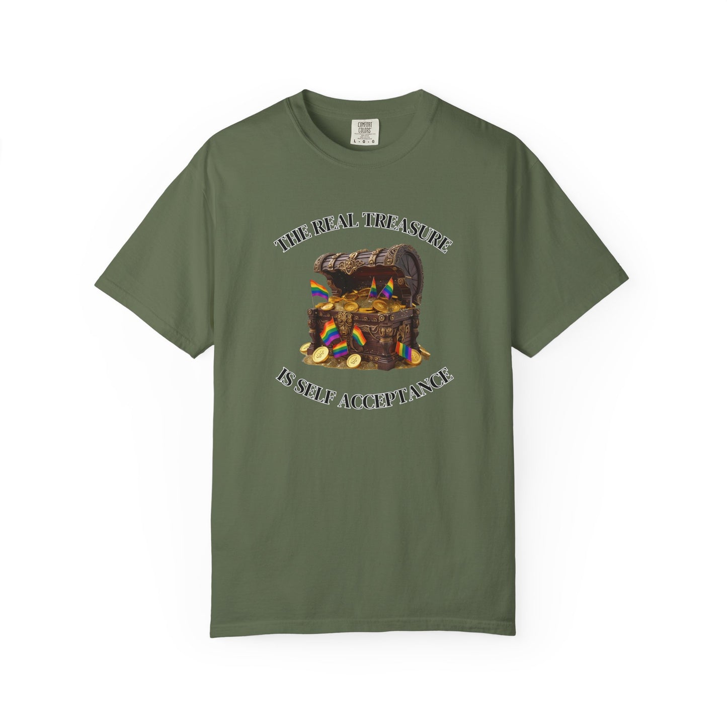 Self Acceptance Treasure T-Shirt, Unisex Garment-Dyed Top, Inspirational Tee, Gift for Friends, Mental Health Awareness