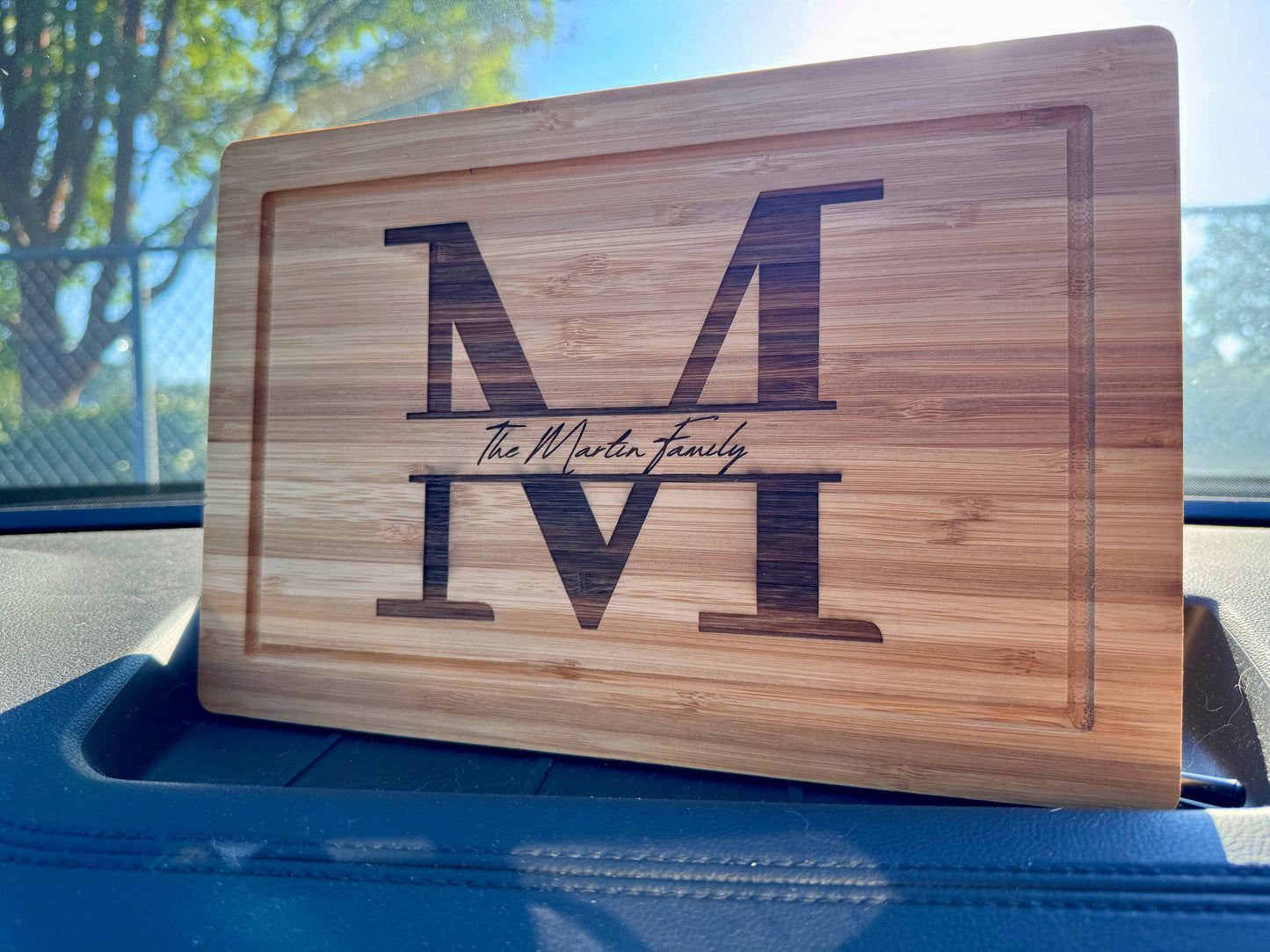 Personalized Monogrammed Bamboo Cutting Board: Perfect for Family Names!