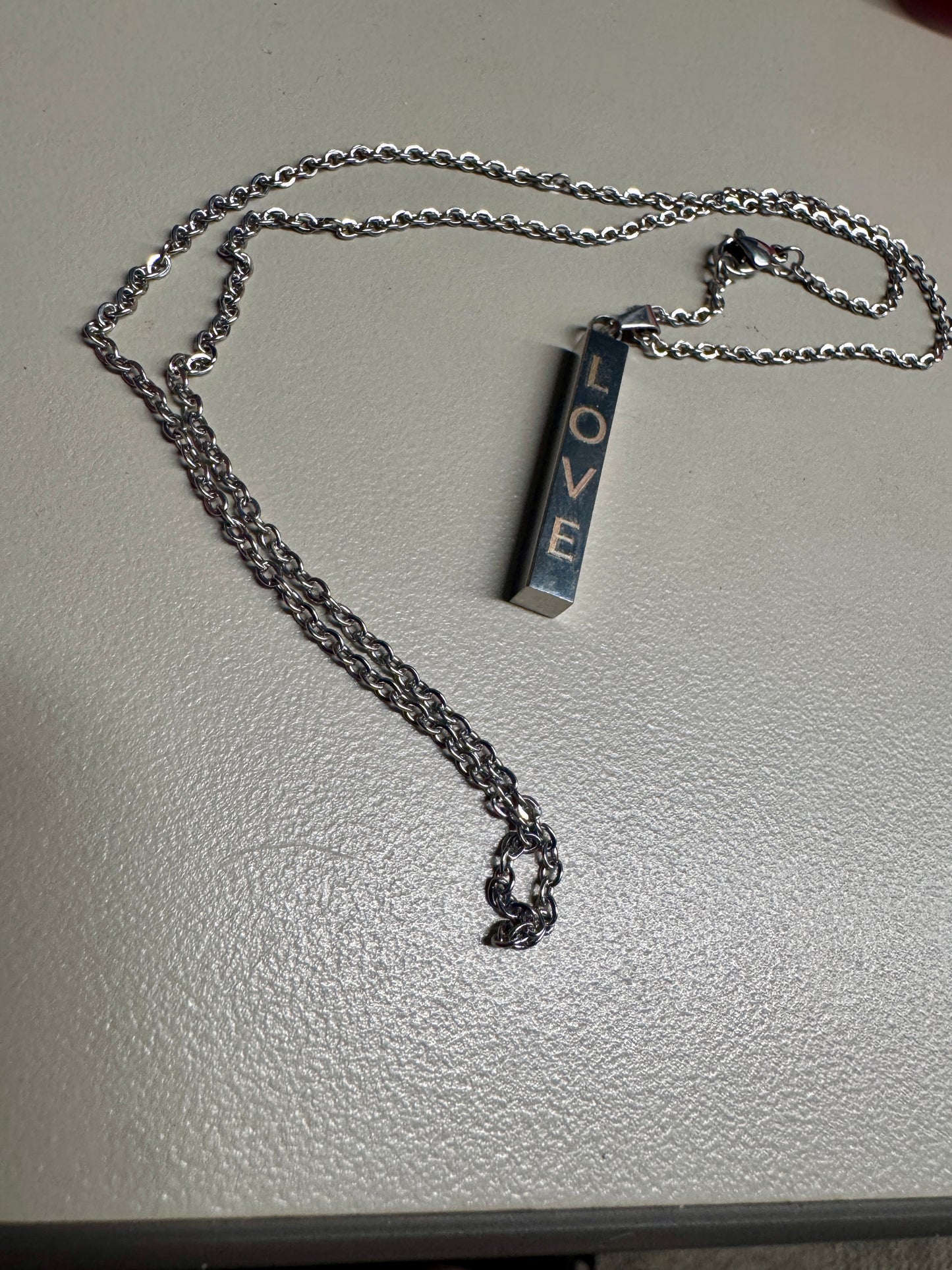 Custom Laser Engraved Stainless Steel Rectangle Pendant Necklace – Sleek & Personalized!