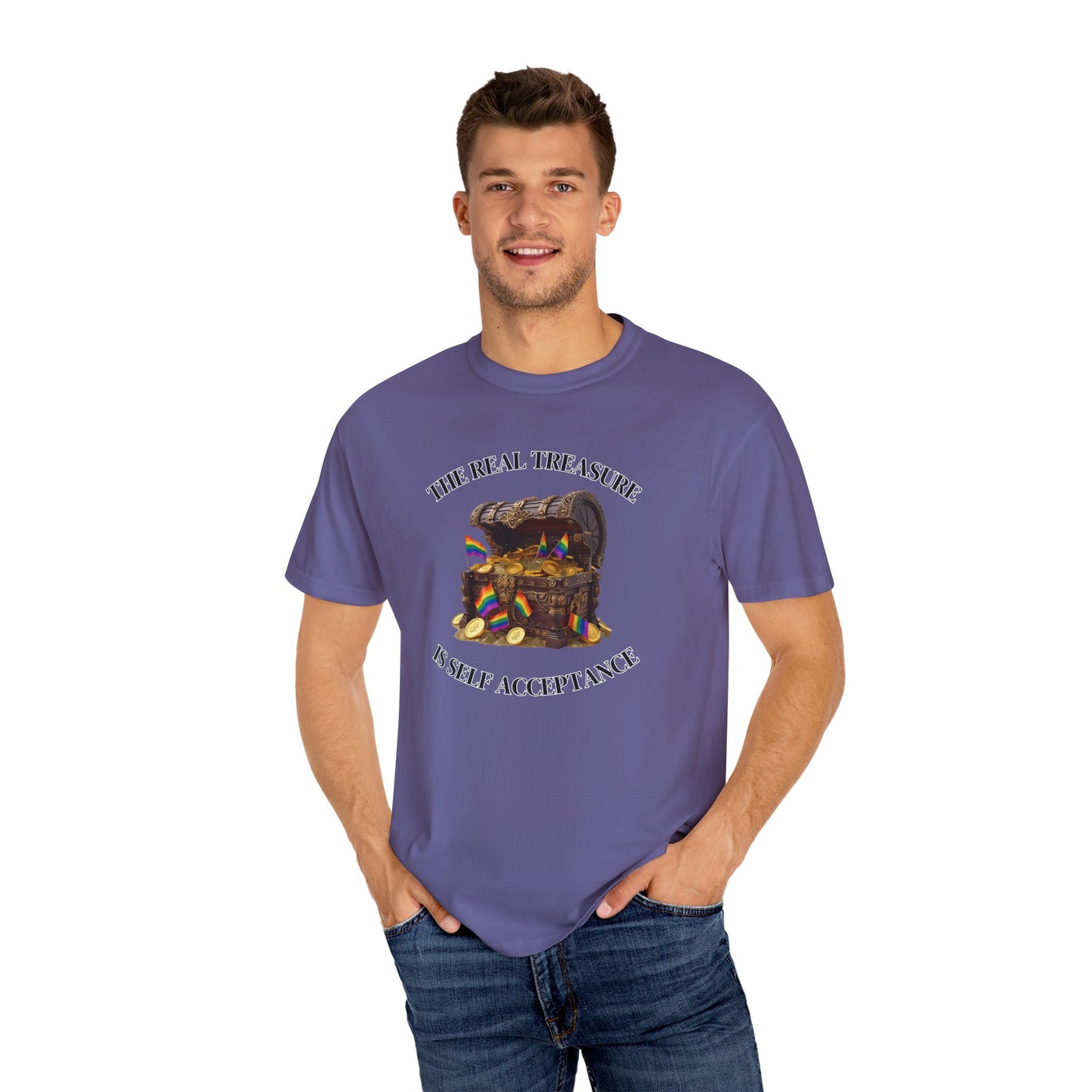 Self Acceptance Treasure T-Shirt, Unisex Garment-Dyed Top, Inspirational Tee, Gift for Friends, Mental Health Awareness