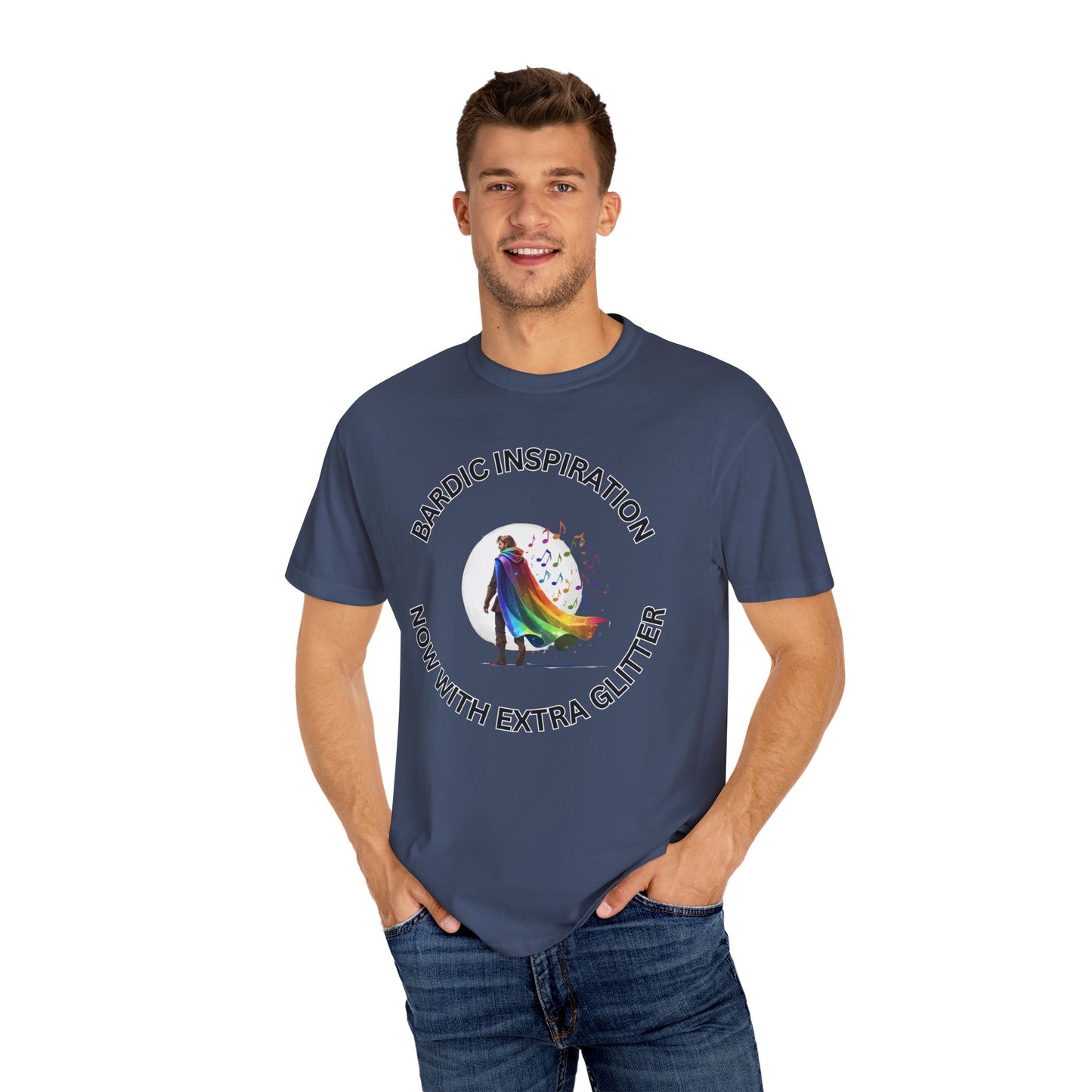 Bardic Inspiration Glitter T-shirt - Unisex Casual Wear, LGBTQ+ Pride, Gift for Creative Souls, Fun Festival Top, Music Lover Shirt