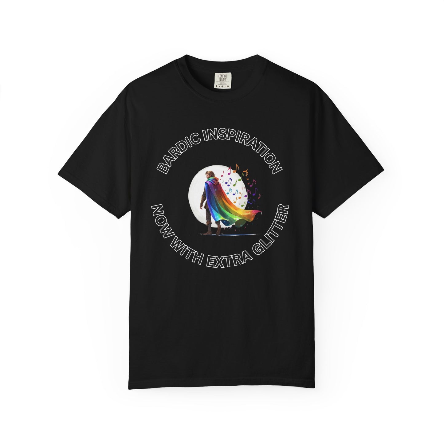 Bardic Inspiration Glitter T-shirt - Unisex Casual Wear, LGBTQ+ Pride, Gift for Creative Souls, Fun Festival Top, Music Lover Shirt