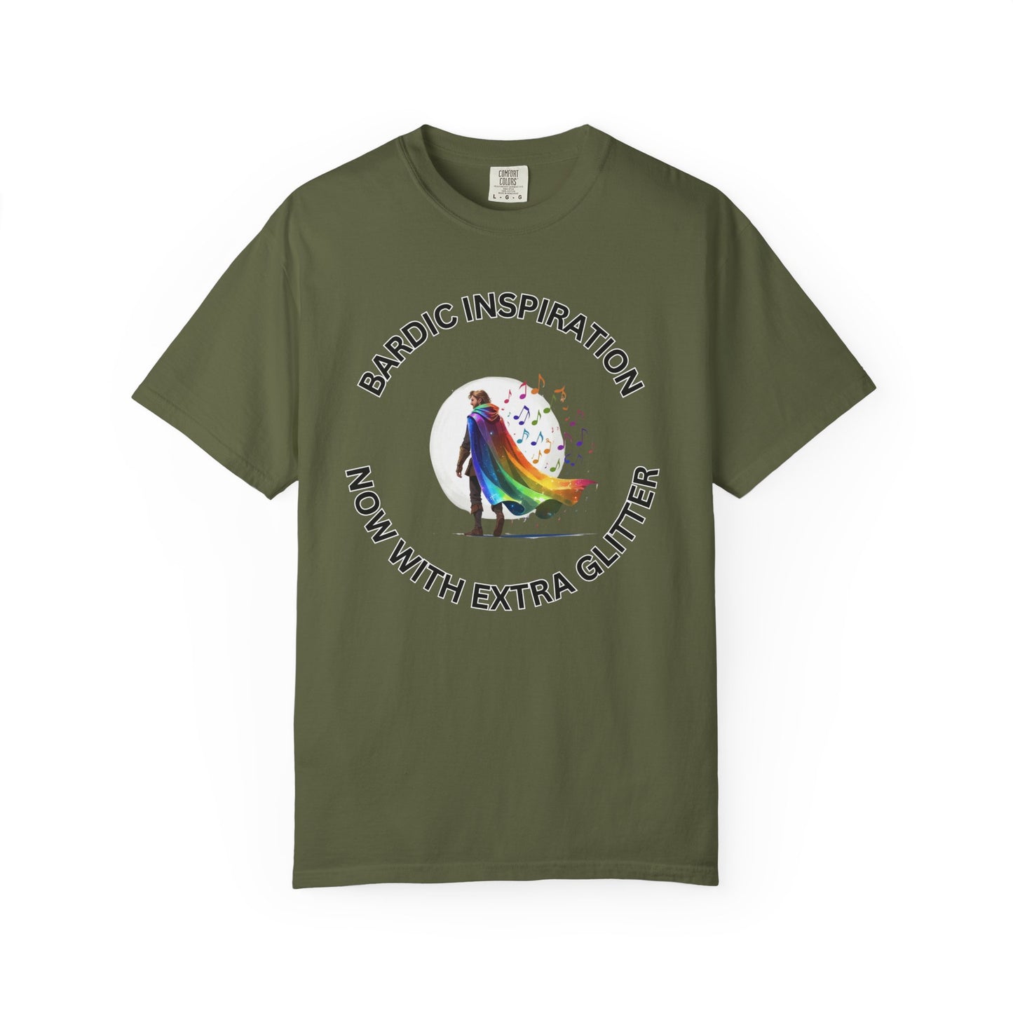 Bardic Inspiration Glitter T-shirt - Unisex Casual Wear, LGBTQ+ Pride, Gift for Creative Souls, Fun Festival Top, Music Lover Shirt