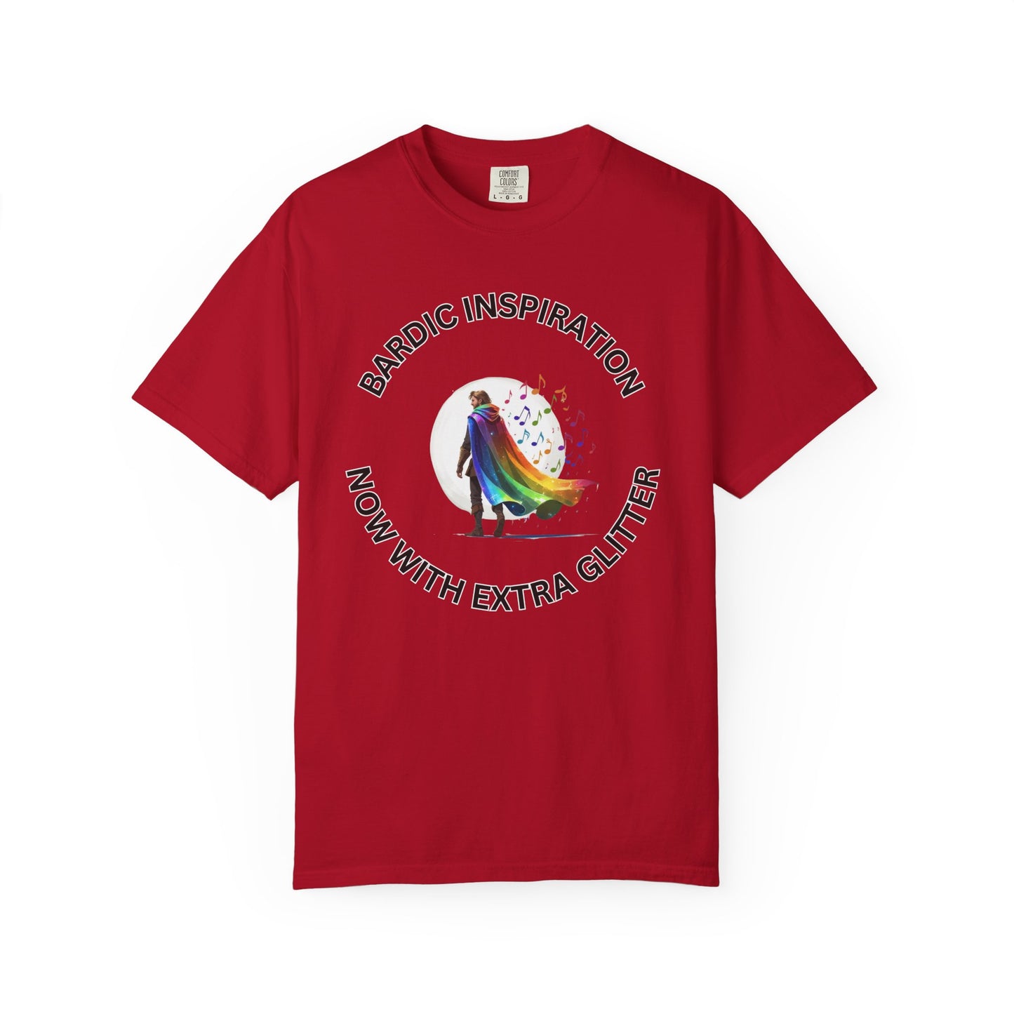 Bardic Inspiration Glitter T-shirt - Unisex Casual Wear, LGBTQ+ Pride, Gift for Creative Souls, Fun Festival Top, Music Lover Shirt