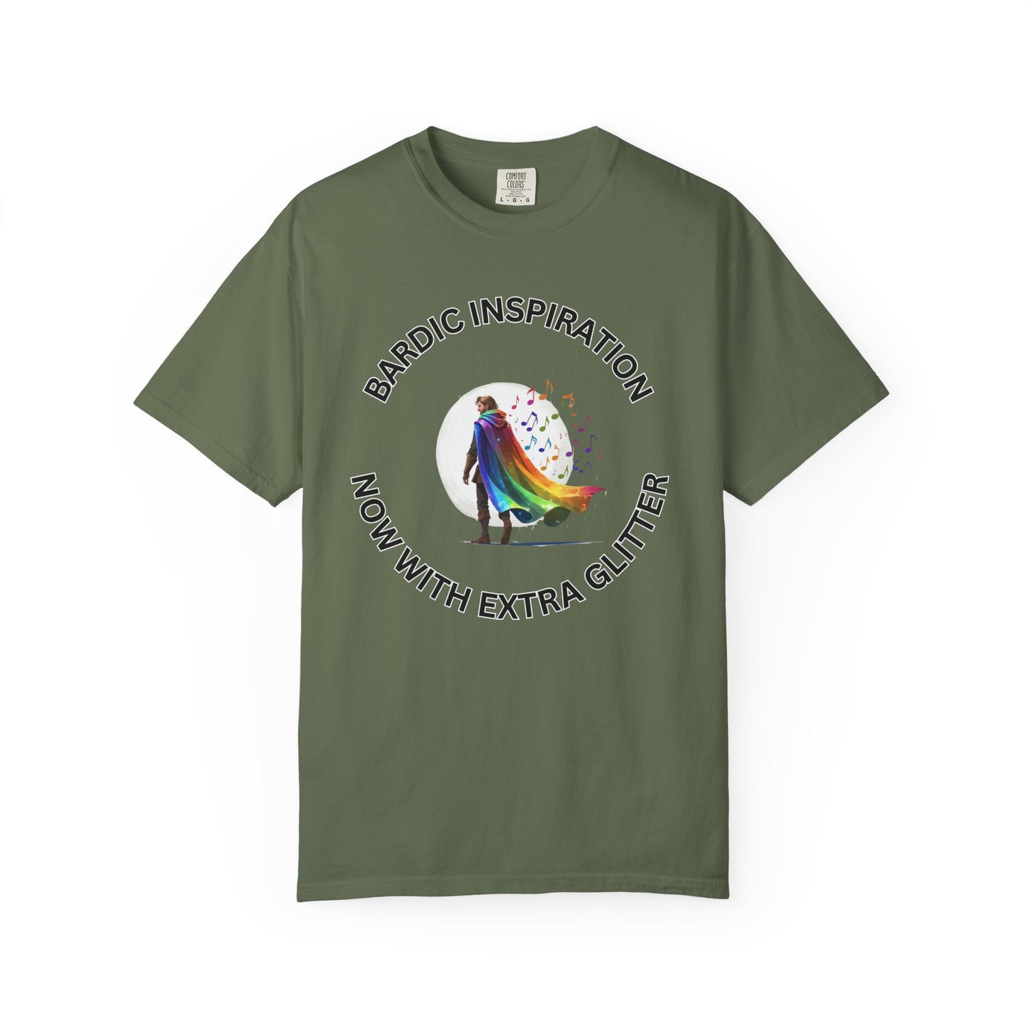 Bardic Inspiration Glitter T-shirt - Unisex Casual Wear, LGBTQ+ Pride, Gift for Creative Souls, Fun Festival Top, Music Lover Shirt
