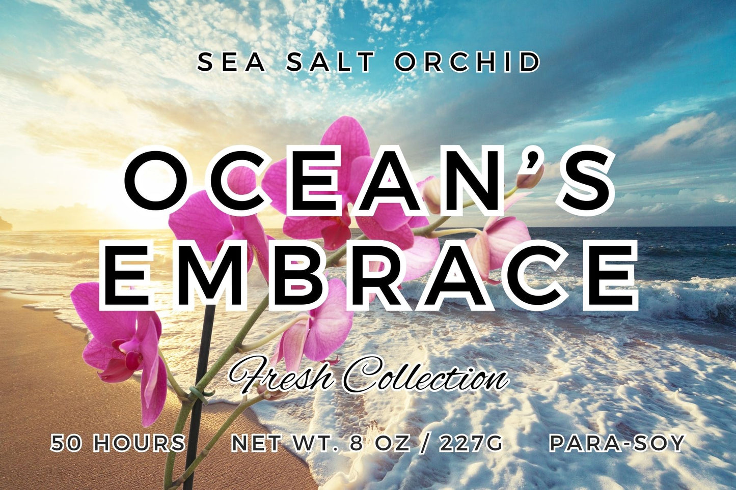 Ocean's Embrace Candle  | Sea Salt and Orchid Scent | 8oz & 16oz Mason Jar or Wax Melts