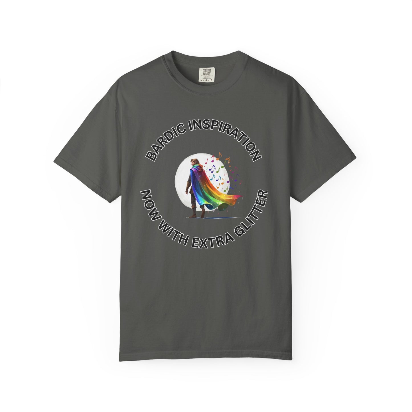 Bardic Inspiration Glitter T-shirt - Unisex Casual Wear, LGBTQ+ Pride, Gift for Creative Souls, Fun Festival Top, Music Lover Shirt