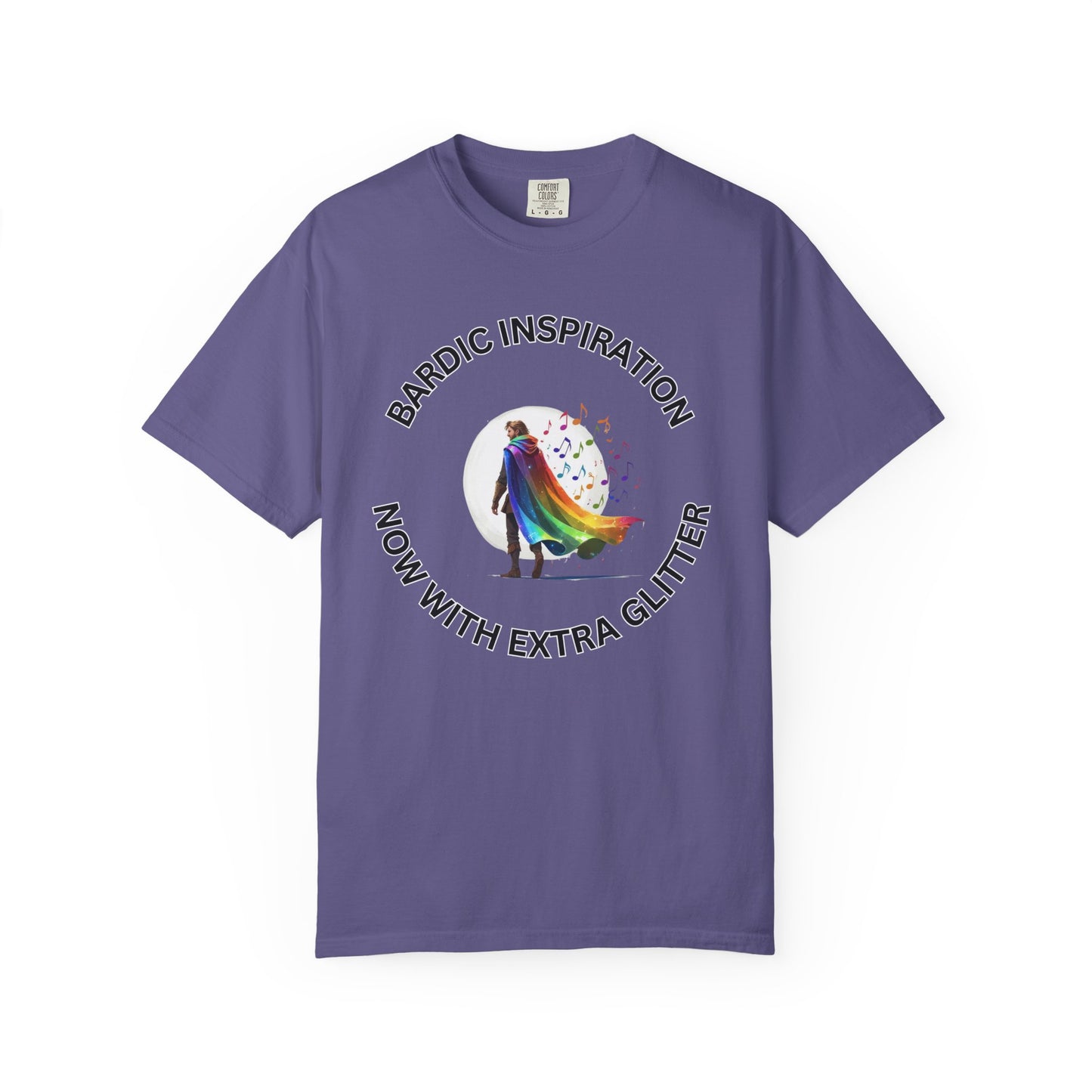 Bardic Inspiration Glitter T-shirt - Unisex Casual Wear, LGBTQ+ Pride, Gift for Creative Souls, Fun Festival Top, Music Lover Shirt