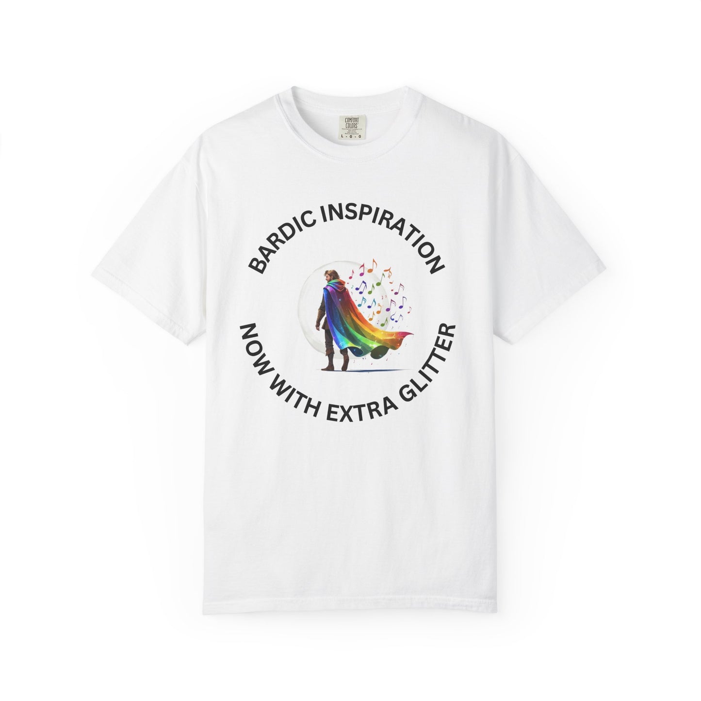 Bardic Inspiration Glitter T-shirt - Unisex Casual Wear, LGBTQ+ Pride, Gift for Creative Souls, Fun Festival Top, Music Lover Shirt