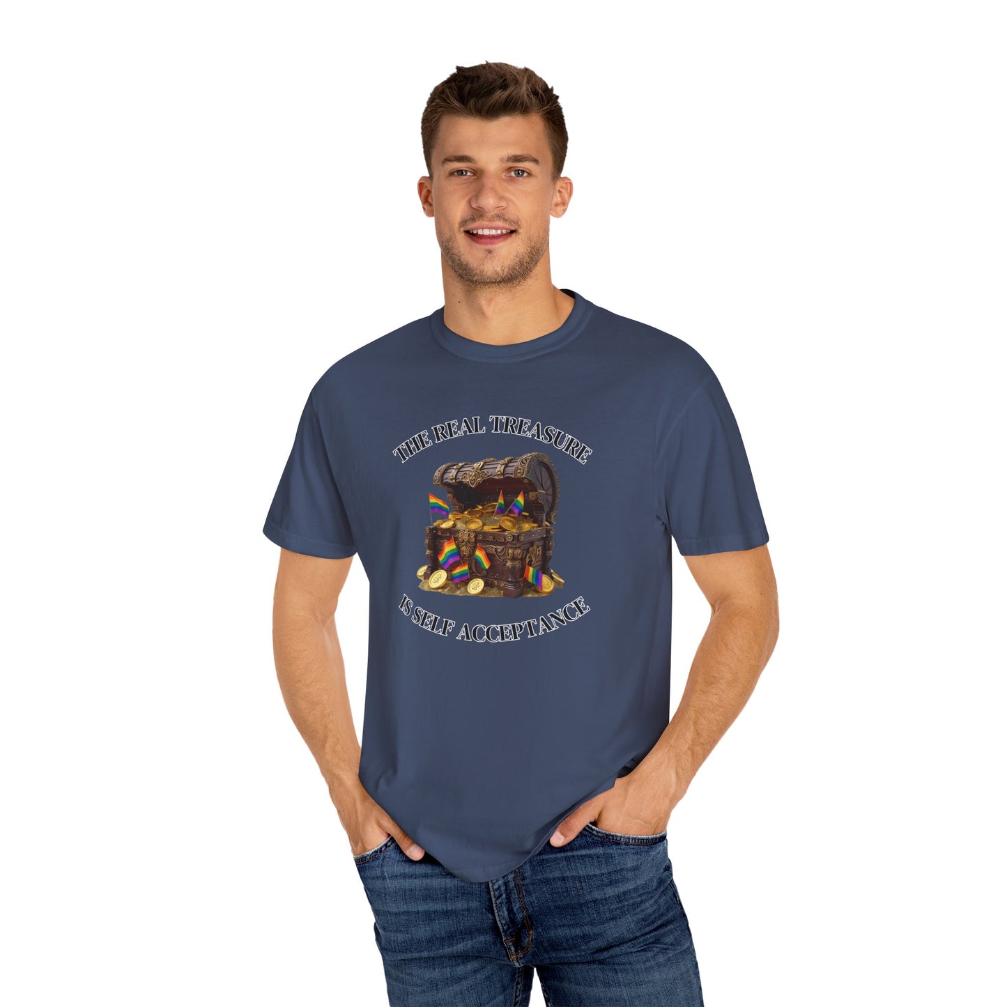 Self Acceptance Treasure T-Shirt, Unisex Garment-Dyed Top, Inspirational Tee, Gift for Friends, Mental Health Awareness