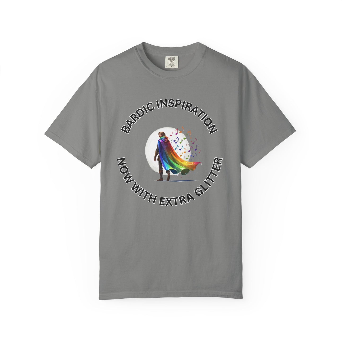 Bardic Inspiration Glitter T-shirt - Unisex Casual Wear, LGBTQ+ Pride, Gift for Creative Souls, Fun Festival Top, Music Lover Shirt