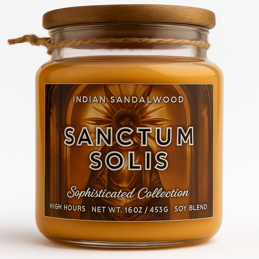 Sanctum Solis – A Sacred Glow of Sandalwood & Sun in a Candle