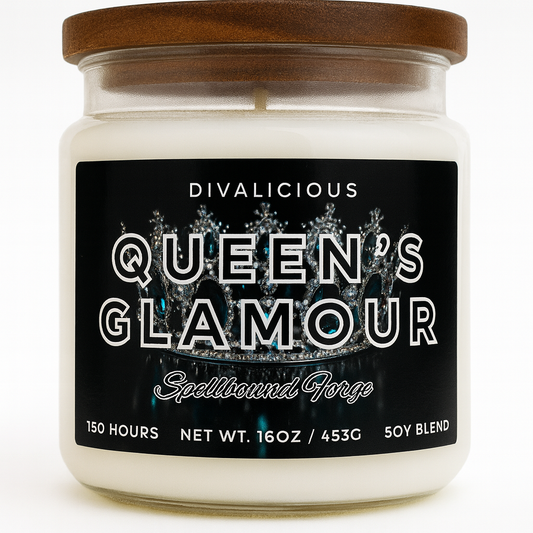 Queen’s Glamour – Regal Floral Fantasy Candle | Spellbound Forge