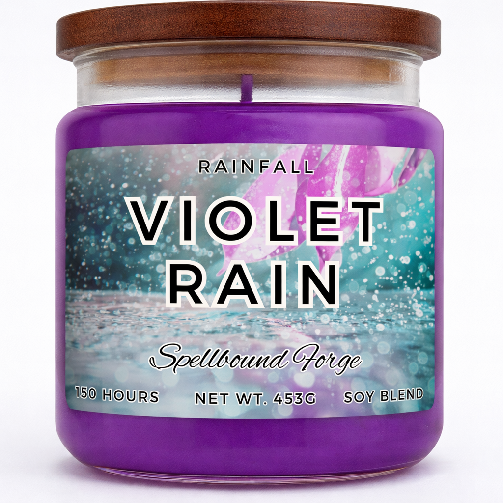 Violet Rain | Mystical Floral & Woodsy Scented Candle & Wax Melts | Spellbound Forge