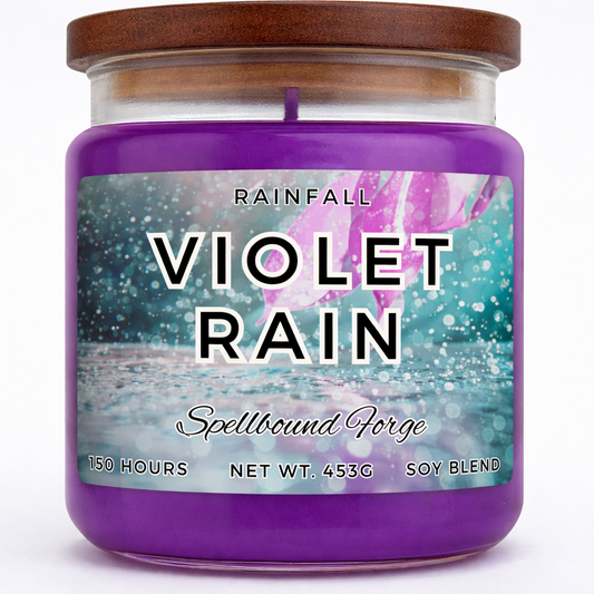 Violet Rain | Mystical Floral & Woodsy Scented Candle & Wax Melts | Spellbound Forge