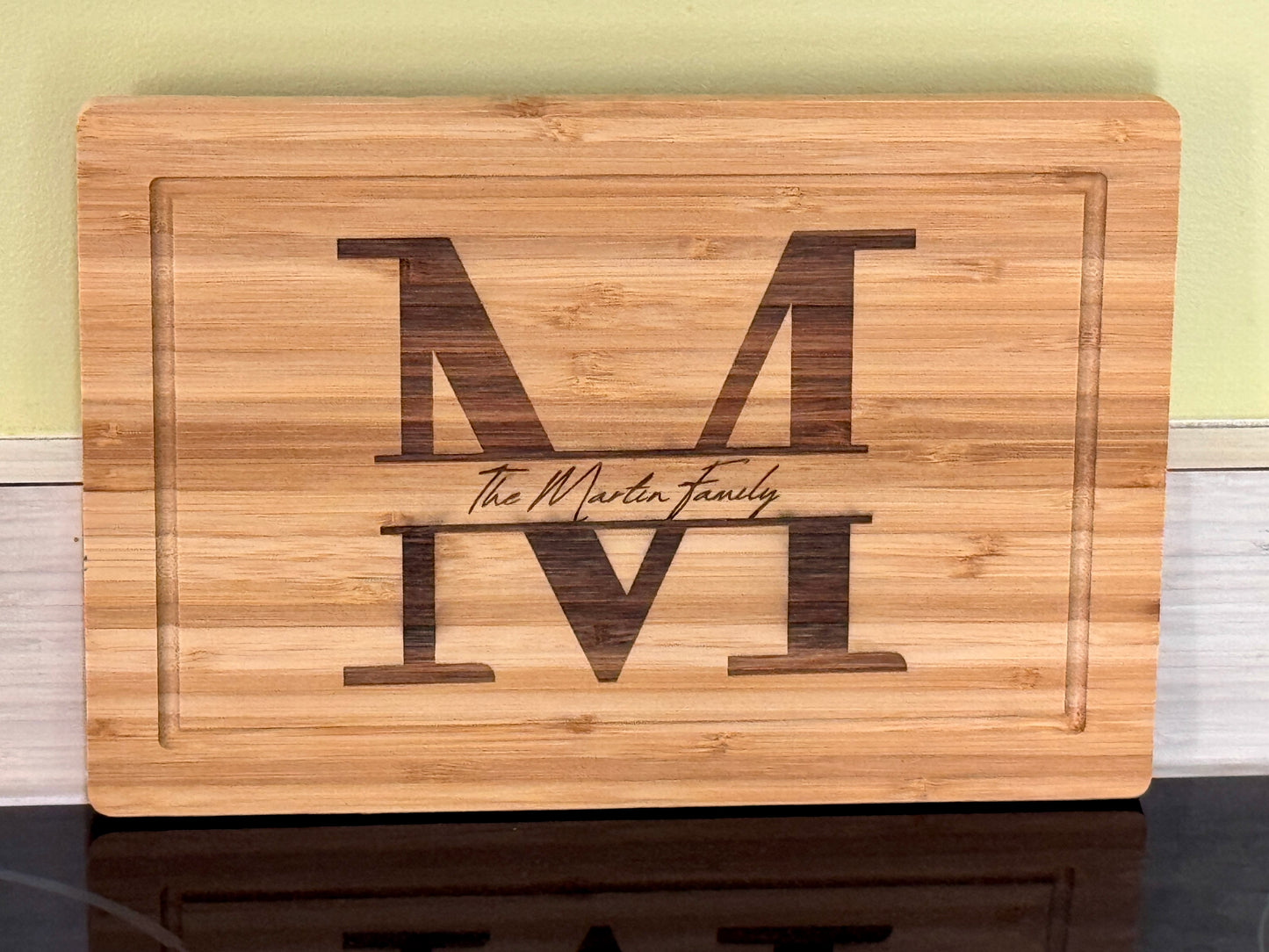 Personalized Monogrammed Bamboo Cutting Board: Perfect for Family Names!