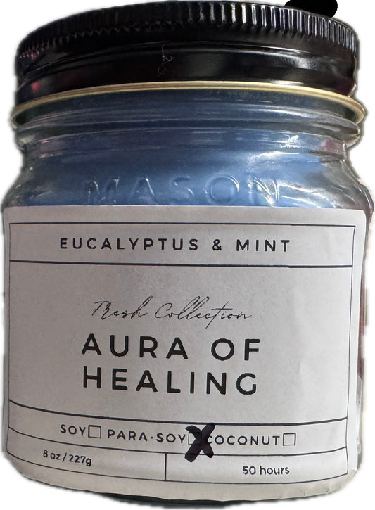 Aura of Healing Candle | Peppermint & Eucalyptus | 8oz & 16oz Mason Jar or Wax Melts