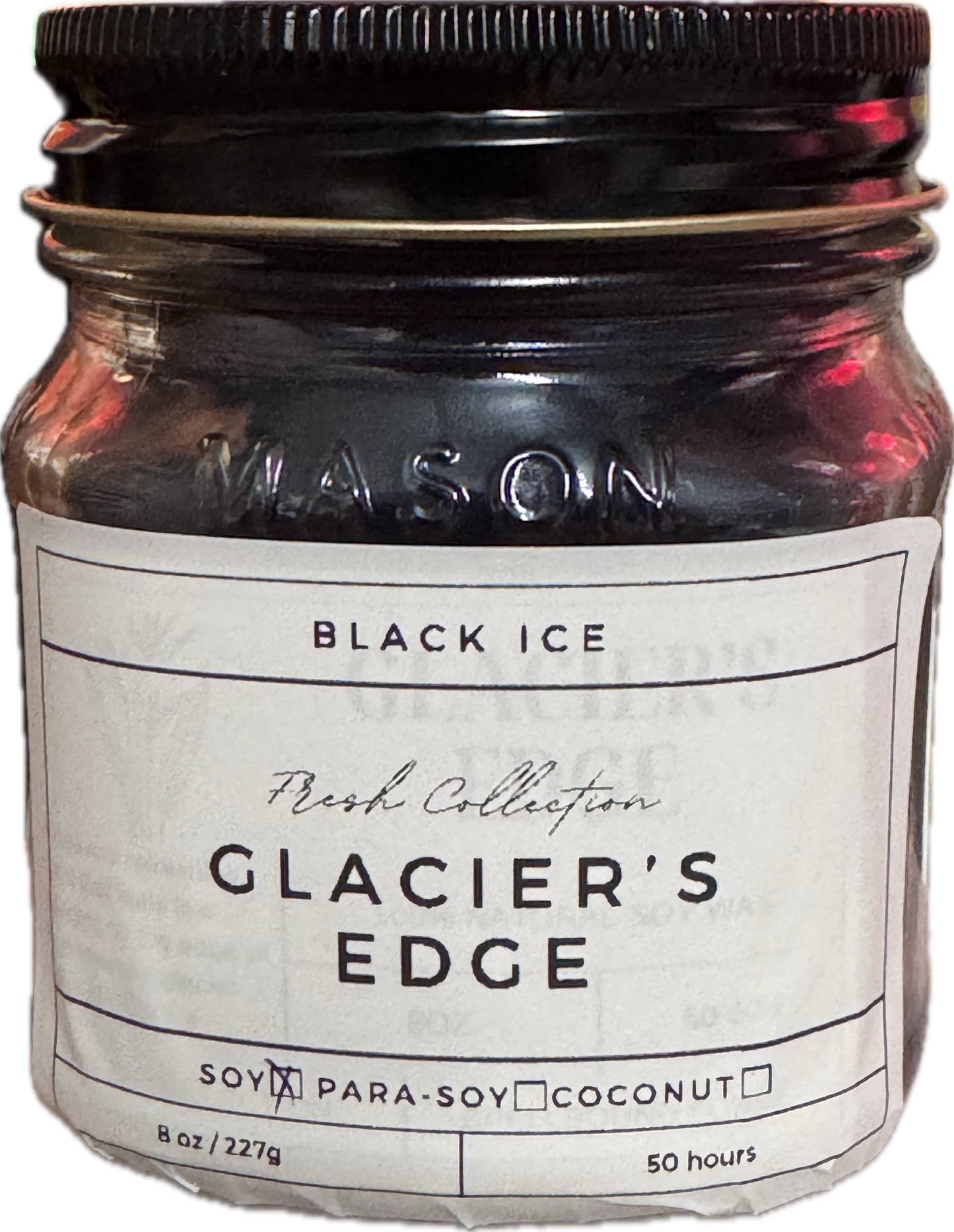 Glacier's Edge Candle | Cool Black Ice Scent | 8oz & 16oz Mason Jar or Wax Melts