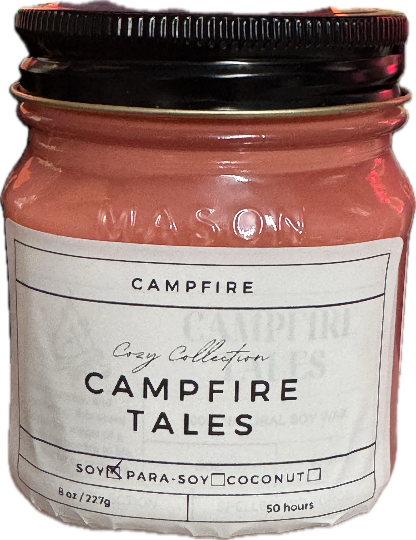 Campfire Tales Candle | Smoky Firewood Scent | 8oz & 16oz Mason Jar or Wax Melts