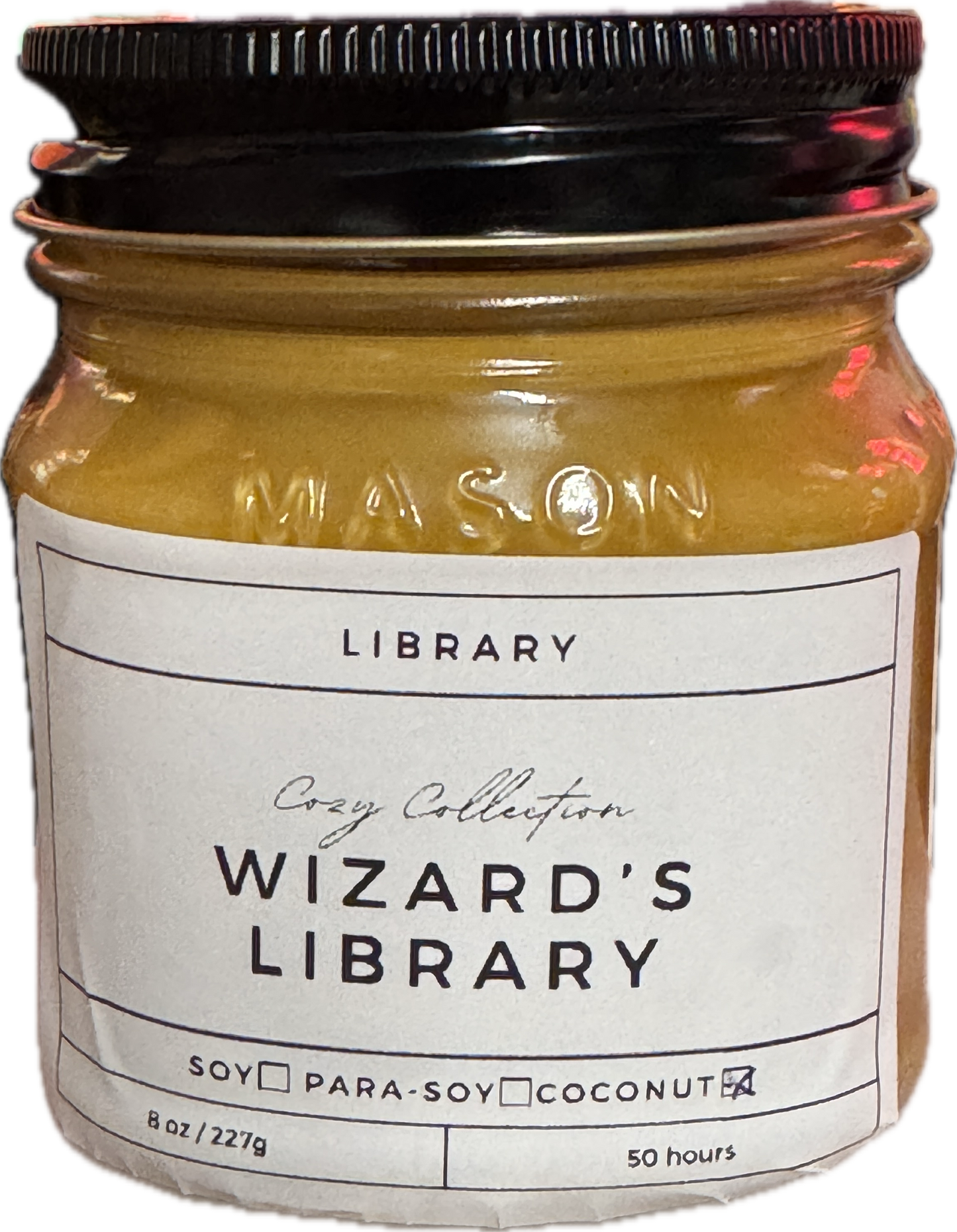 Wizard's Library Candle | Old Books, Cedar & Leather Scent | 8oz & 16oz Mason Jar or Wax Melts