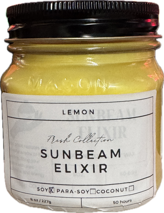 Sunbeam Elixir Candle | Bright Lemon Scent | 8oz & 16oz Mason Jar or Wax Melts