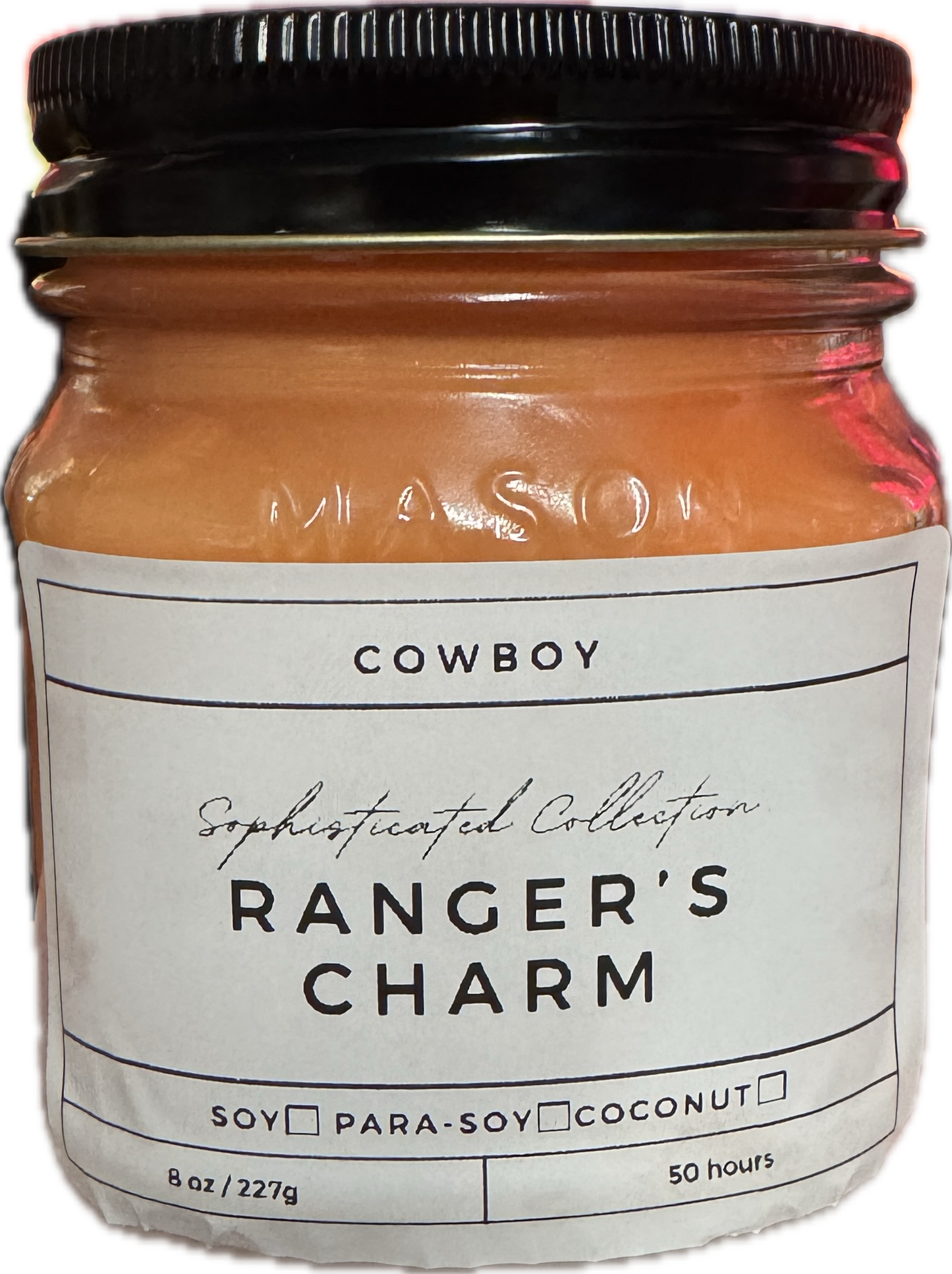 Ranger's Charm Candle | Masculine, Rustic Elegance Scent | 8oz & 16oz Mason Jar or Wax Melts