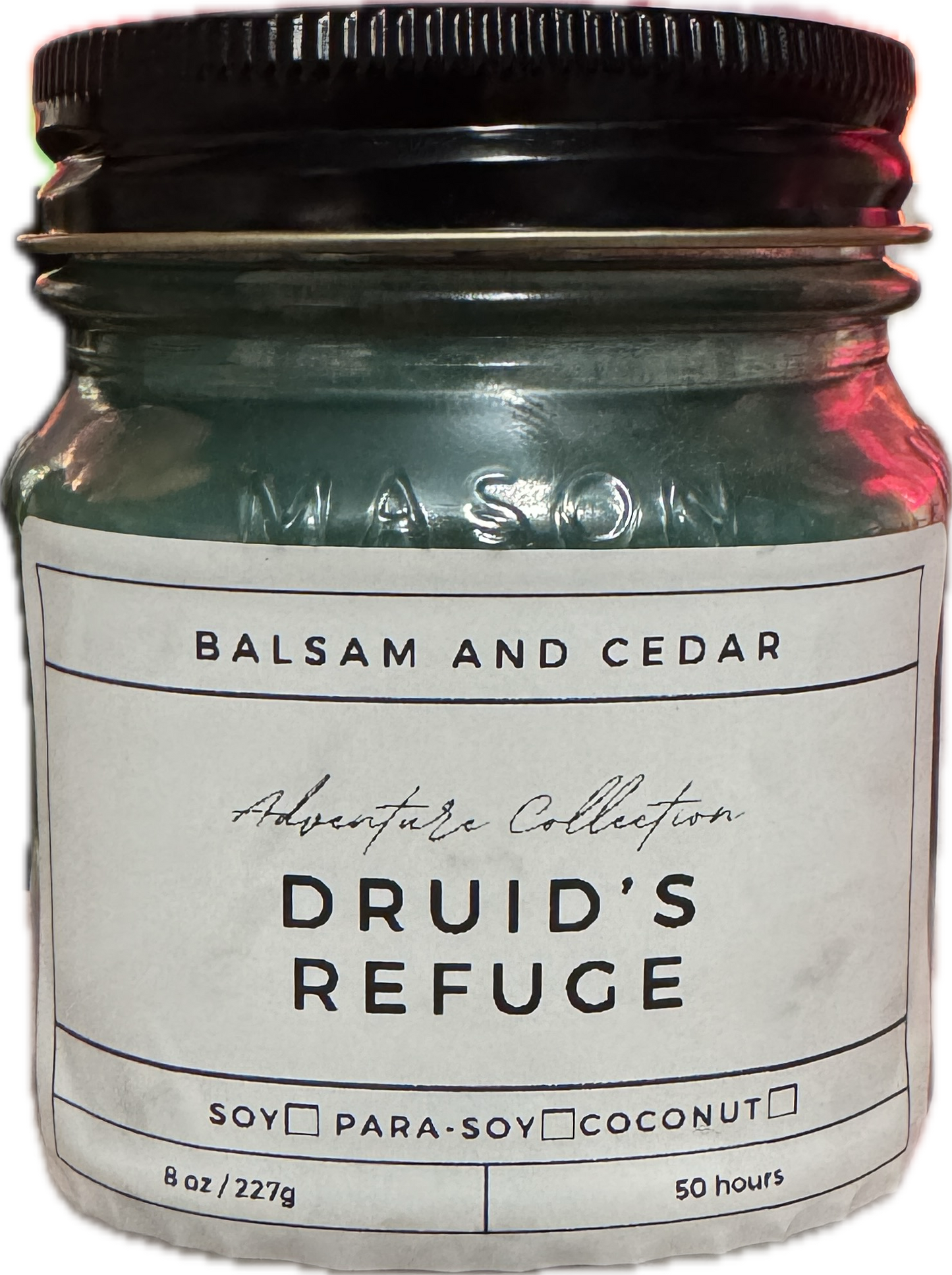 Druid's Refuge Candle | Earthy Balsam & Cedar Scent | 8oz & 16oz Mason Jar or Wax Melts