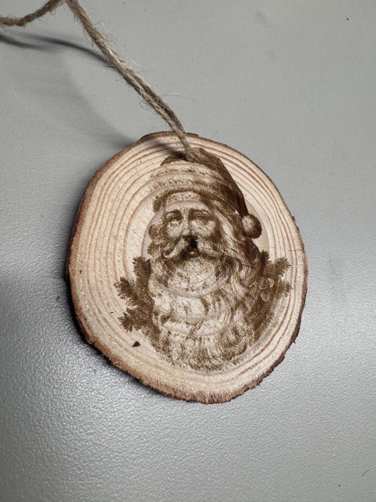 Personalized Wooden Medallion Ornament - Custom Text & Image Laser Engraved